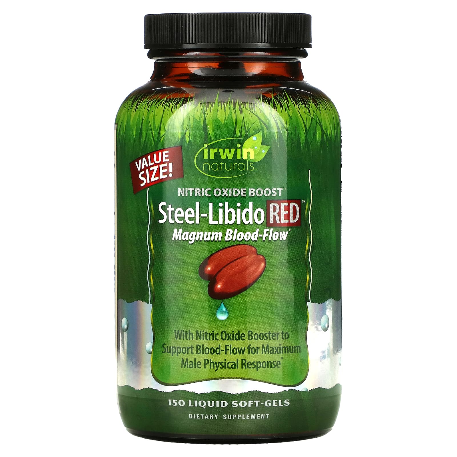 Irwin Naturals Steel-Libido Red усиленный кровоток 150 желатиновых капсул с жидким содержимым irwin naturals поглотитель углеводов 3 в 1 максимального действия 150 гелевых капсул с жидким содержимым