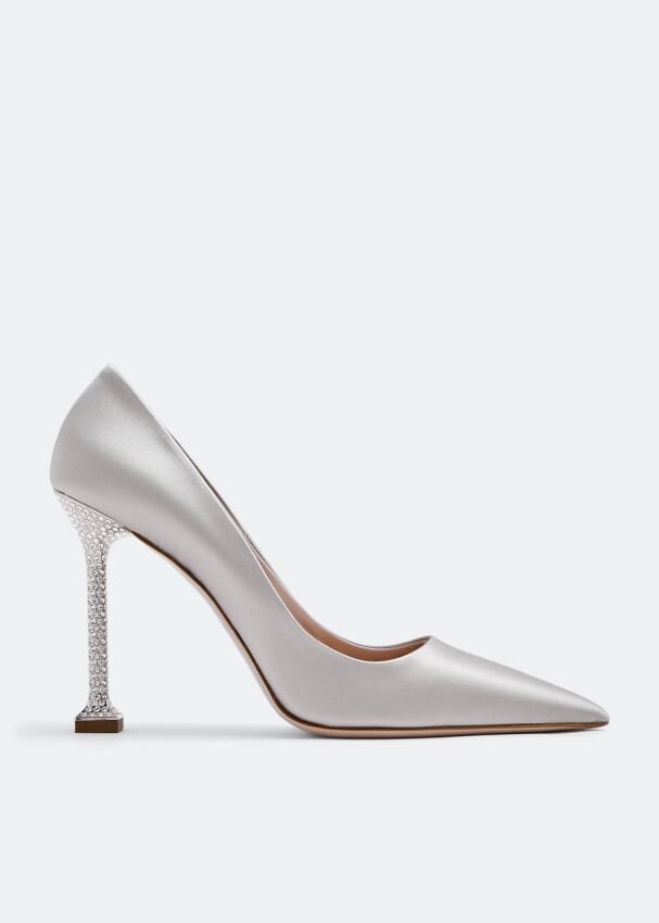

Туфли Miu Miu Satin Crystal Heel, серебряный, Серый, Туфли Miu Miu Satin Crystal Heel, серебряный