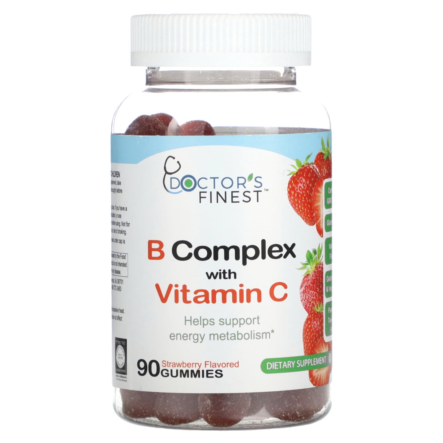 

B Complex с витамином C, клубника, 90 жевательных таблеток, Doctor's Finest