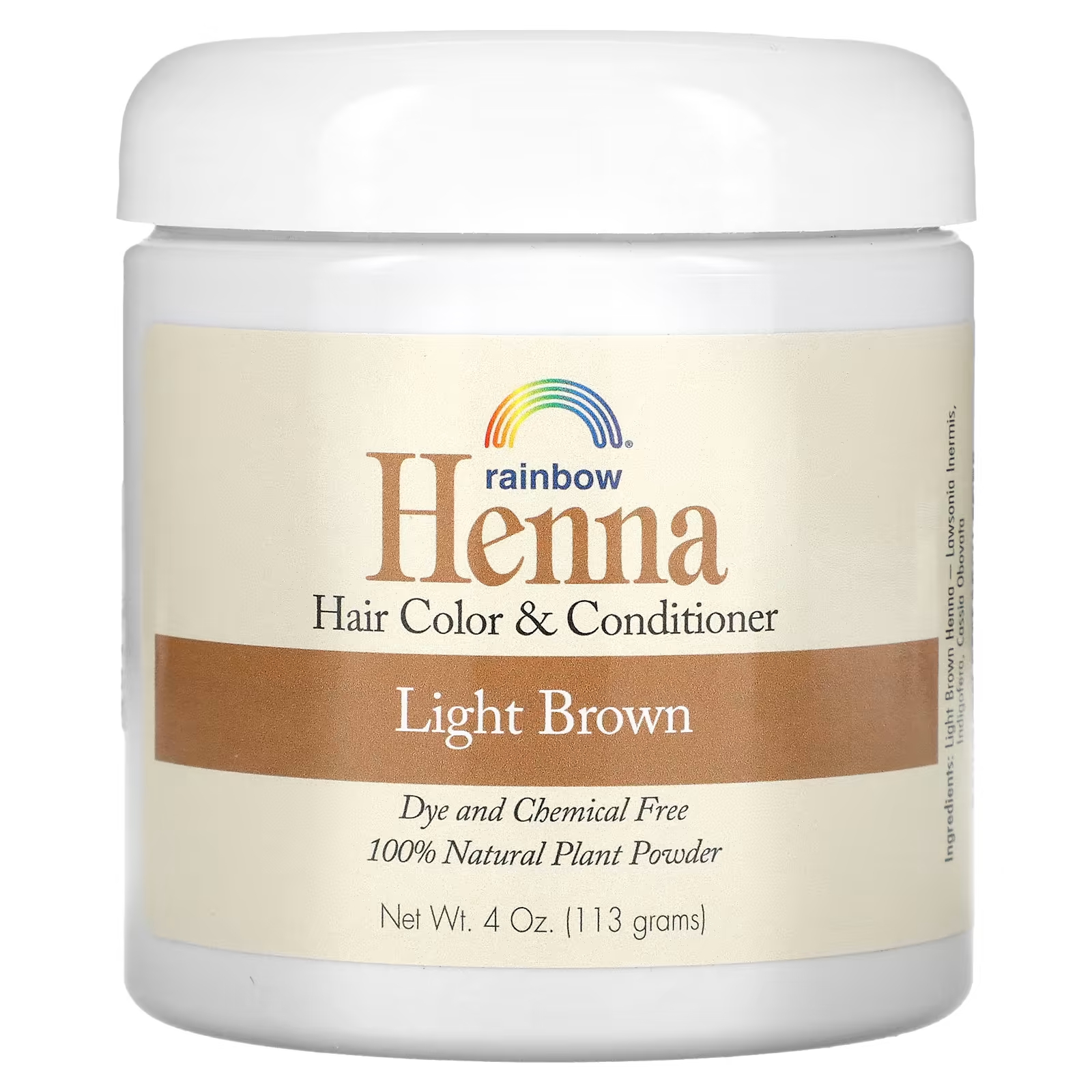 Краска и кондиционер для волос Rainbow Research Henna, светло-коричневый, 4 унции (113 г)
