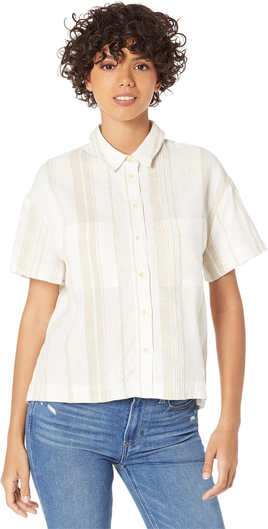 

Рубашка Madewell Linen-Blend Short-Sleeve Safari Shirt: Undyed Edition, натуральный