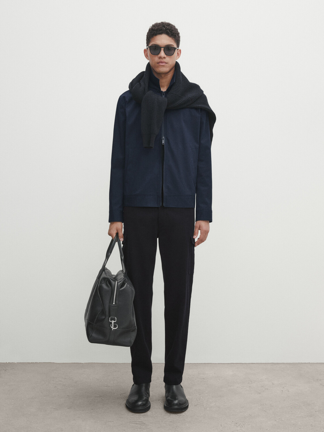 

Брюки из хлопка с набором Massimo Dutti, темно-синий