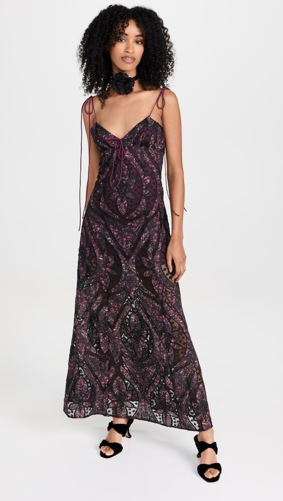 

Платье макси For Love & Lemons Valerie, фиолетовый