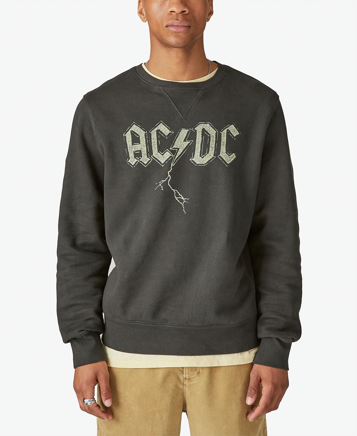 

Мужской свитшот с круглым вырезом с графическим рисунком ACDC Lucky Brand