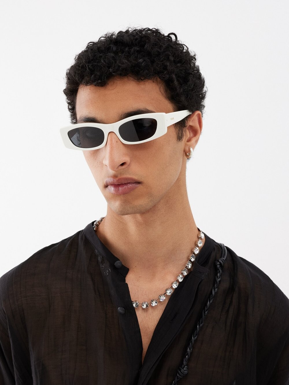 

Солнцезащитные очки из ацетата в эффектной d-образной оправе Celine Eyewear, белый