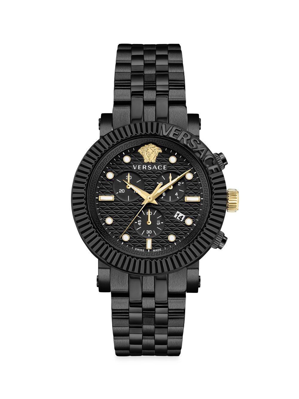 

Часы с хронографом V-Chrono из нержавеющей стали черного цвета Versace, черный
