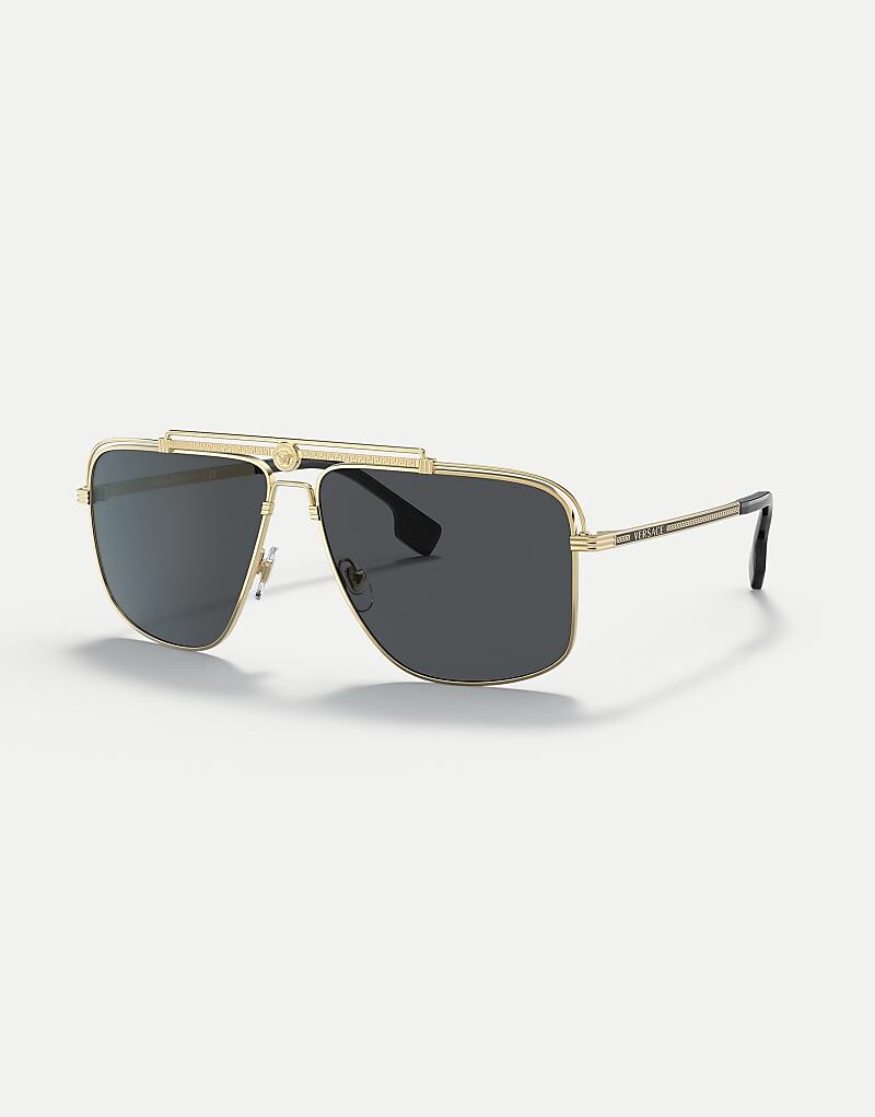 

Versace - VE2242 - Солнцезащитные очки прямоугольной формы золотого цвета с серыми линзами
