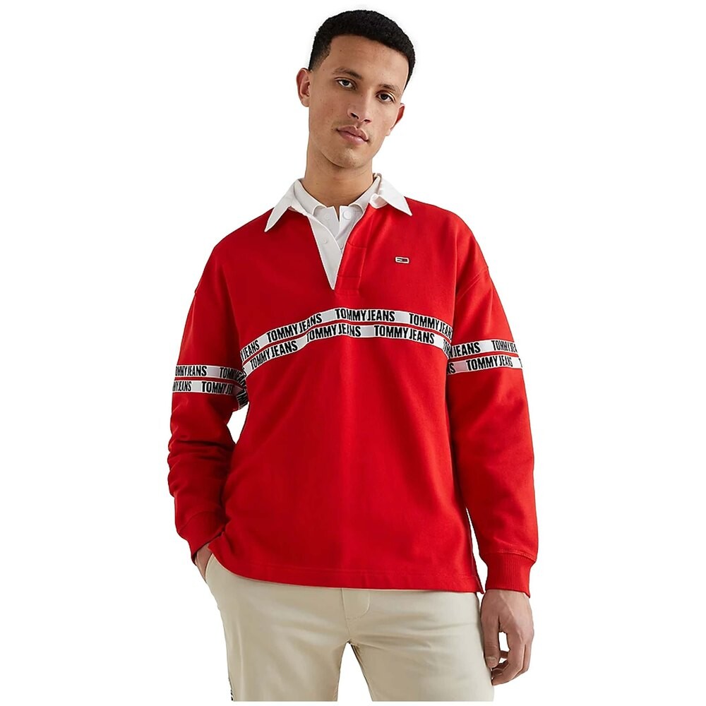 

Толстовка Tommy Jeans Tape Rugby, красный