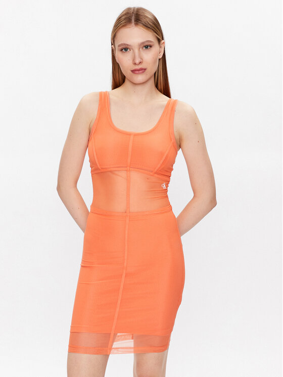 платье на каждый день приталенного кроя adidas оранжевый Платье на каждый день приталенного кроя Calvin Klein, оранжевый