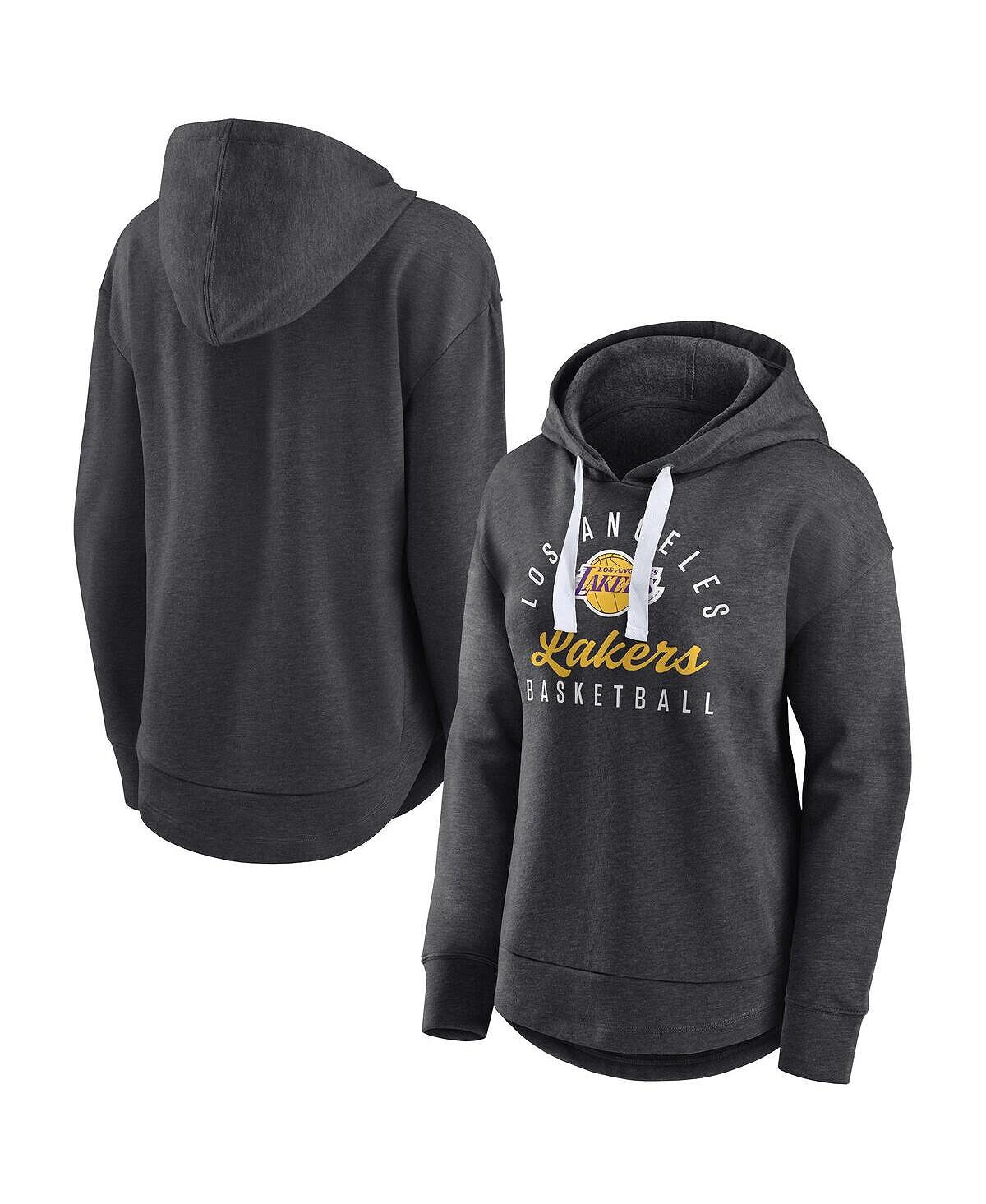 

Женский пуловер с капюшоном с логотипом Heather Charcoal Los Angeles Lakers Iconic Distribution Fanatics
