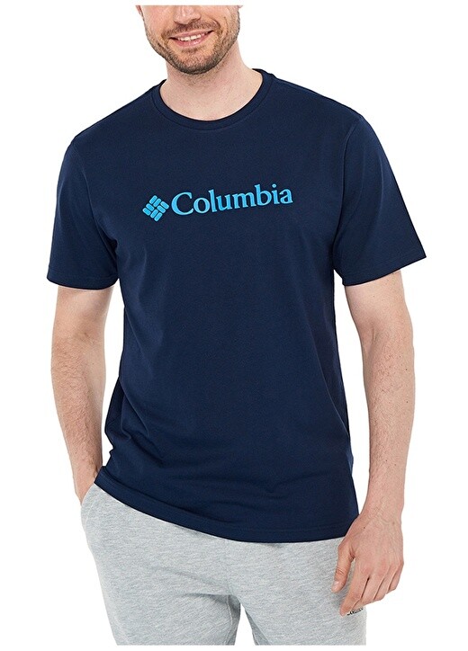 

Темно-синяя мужская футболка с круглым вырезом и принтом Columbia, Синий, Темно-синяя мужская футболка с круглым вырезом и принтом Columbia