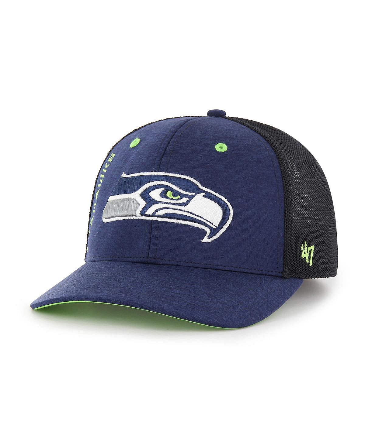 Мужская темно-синяя шляпа Seattle Seahawks Pixelation Trophy Flex Hat '47 Brand