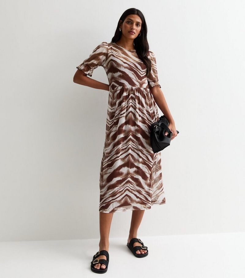 

Коричневое платье-миди в сетку Tiger Tiger New Look, коричневый