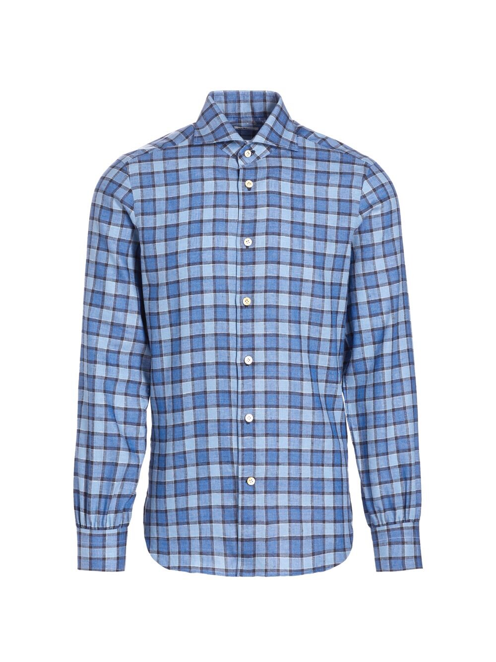 

Клетчатая рубашка из смесовой льняной ткани Kiton, зеленый