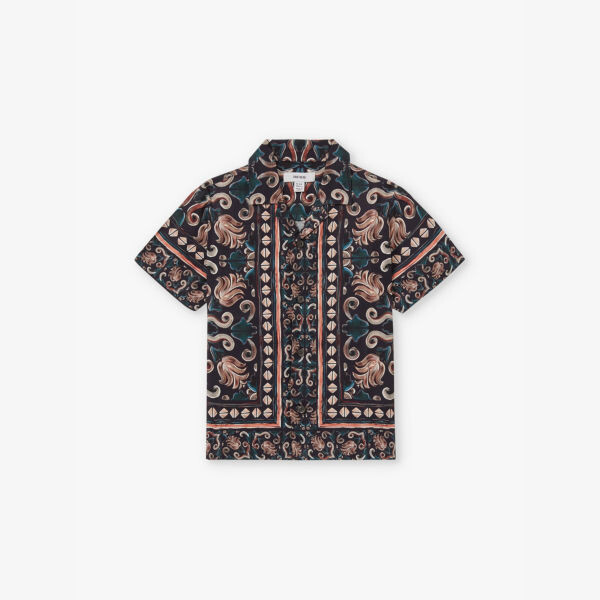 

Рубашка с воротником Camp-Collar, 13-14 лет Reiss, бирюзовый