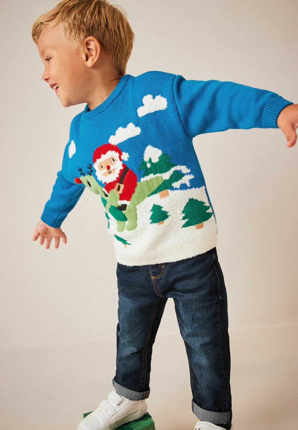 цена Вязаный свитер CHRISTMAS Next, цвет blue santa dinosaur