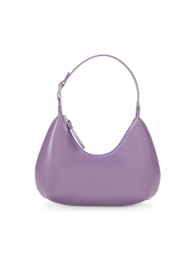 Кожаная сумка через плечо в форме полумесяца By Far, фиолетовый