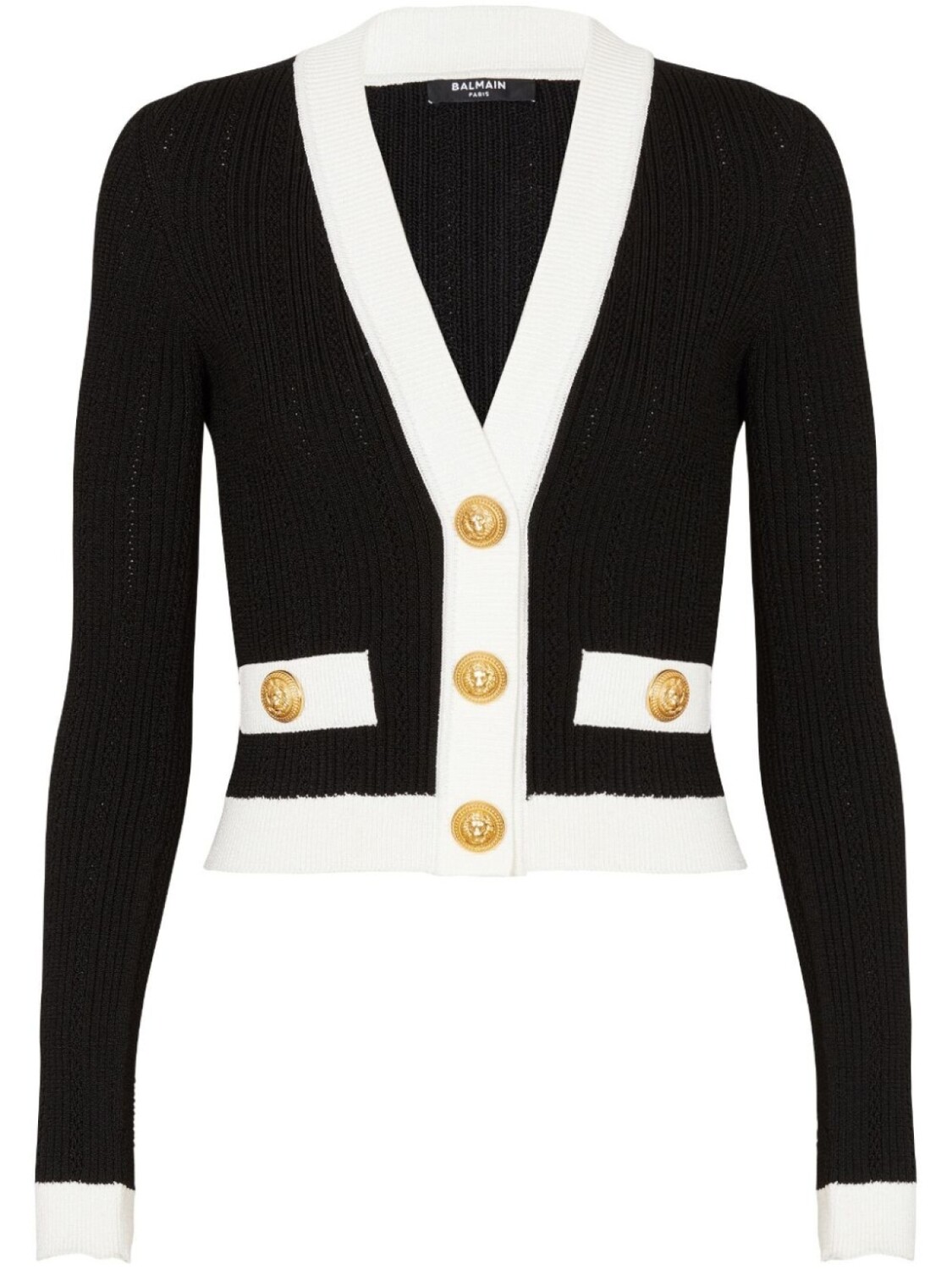

Balmain кардиган в рубчик с контрастной окантовкой, черный