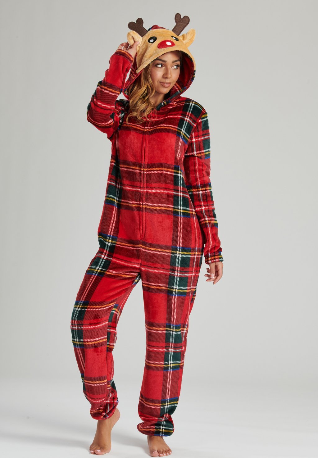 Пижама ONESIES TARTAN REINDEER ALL-IN-ONE Loungeable, красный