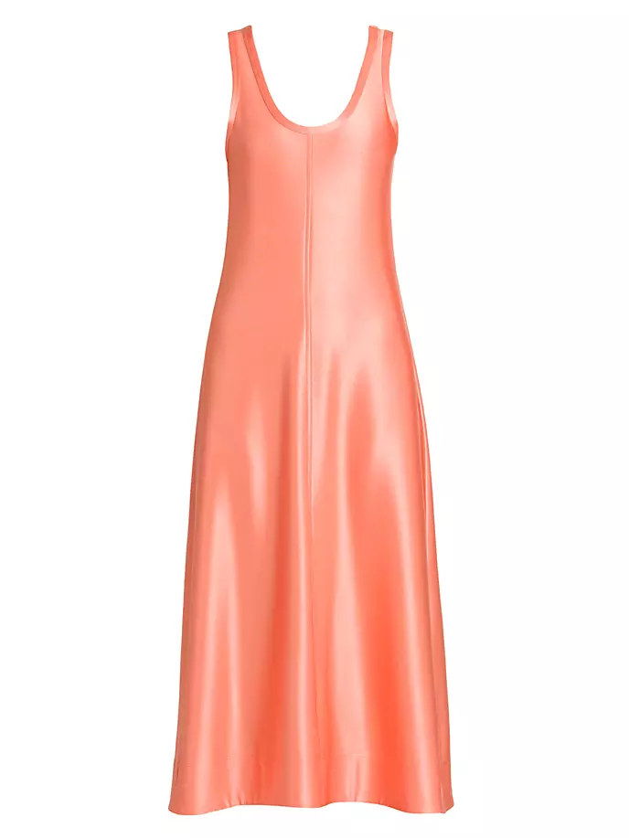 

Матовое атласное платье-миди с глубоким вырезом Jil Sander, цвет peach pearl