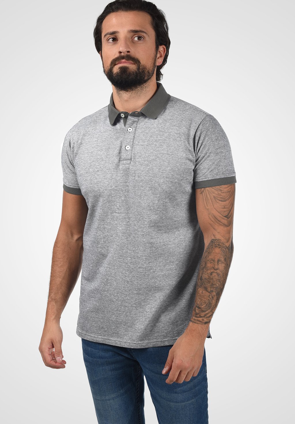 футболка с принтом original tee peak performance цвет med grey melange black Рубашка-поло PANOS Solid, цвет med grey melange