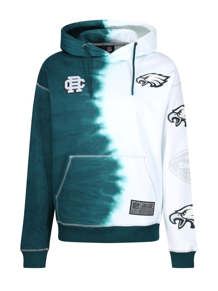 

Худи Recovered NFL Eagles Ink Dye Effect Midnight On, зеленый