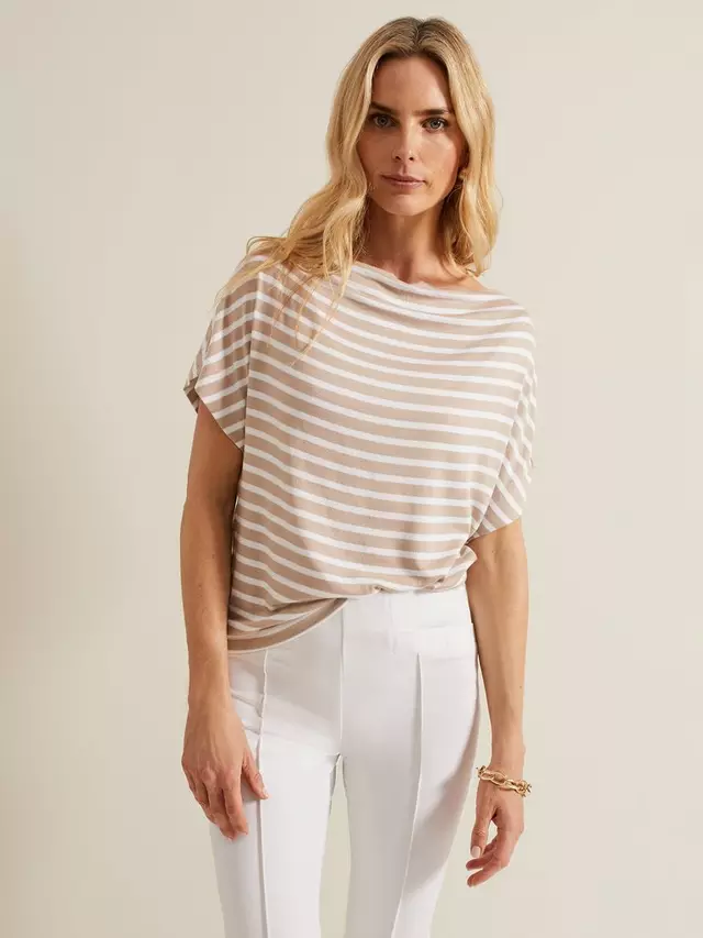 

Топ Phase Eight Carina Stripe Cowl Neck, цвет neutral