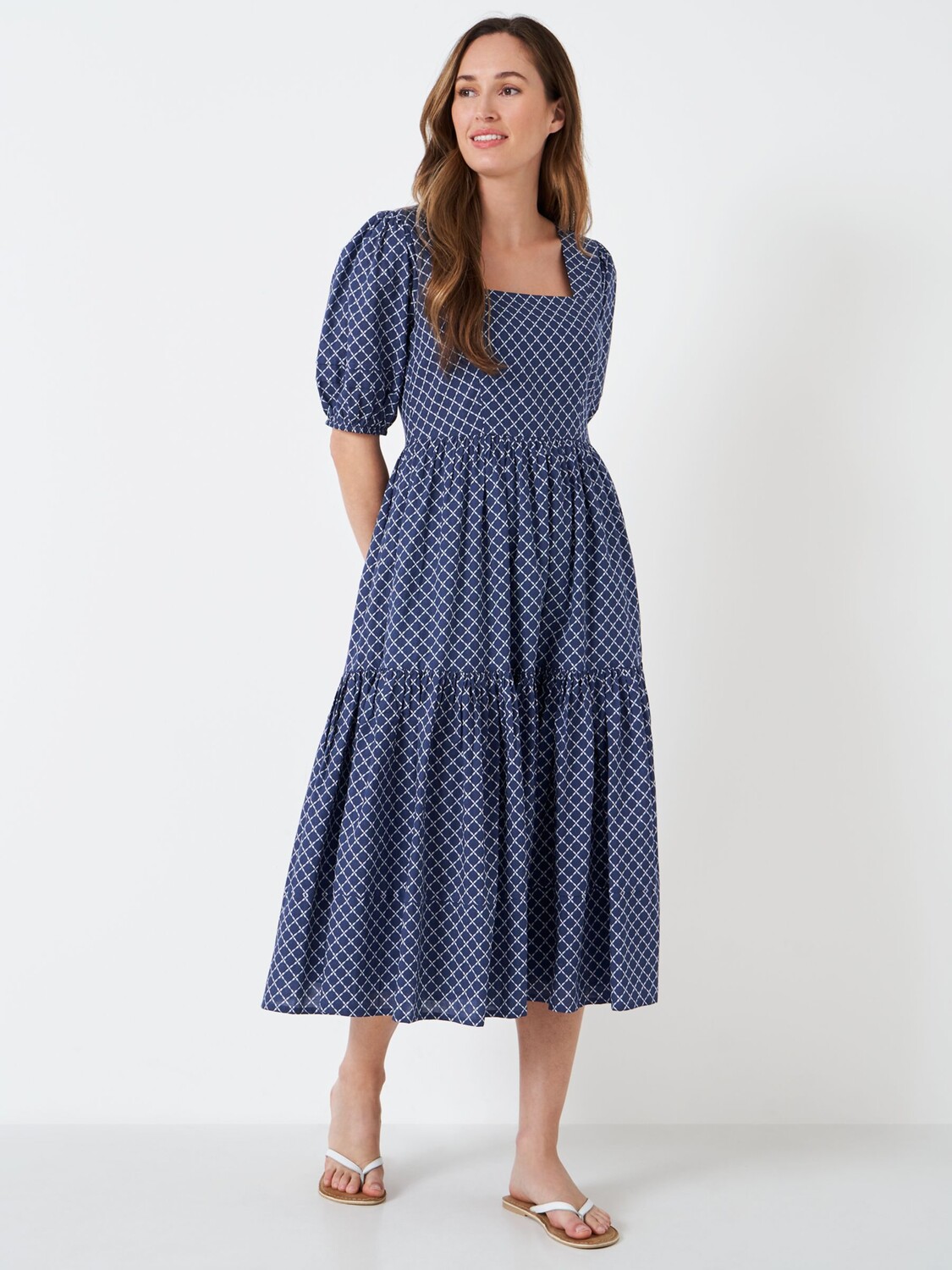 

Crew Clothing Платье миди Eleanor с квадратным вырезом, синий