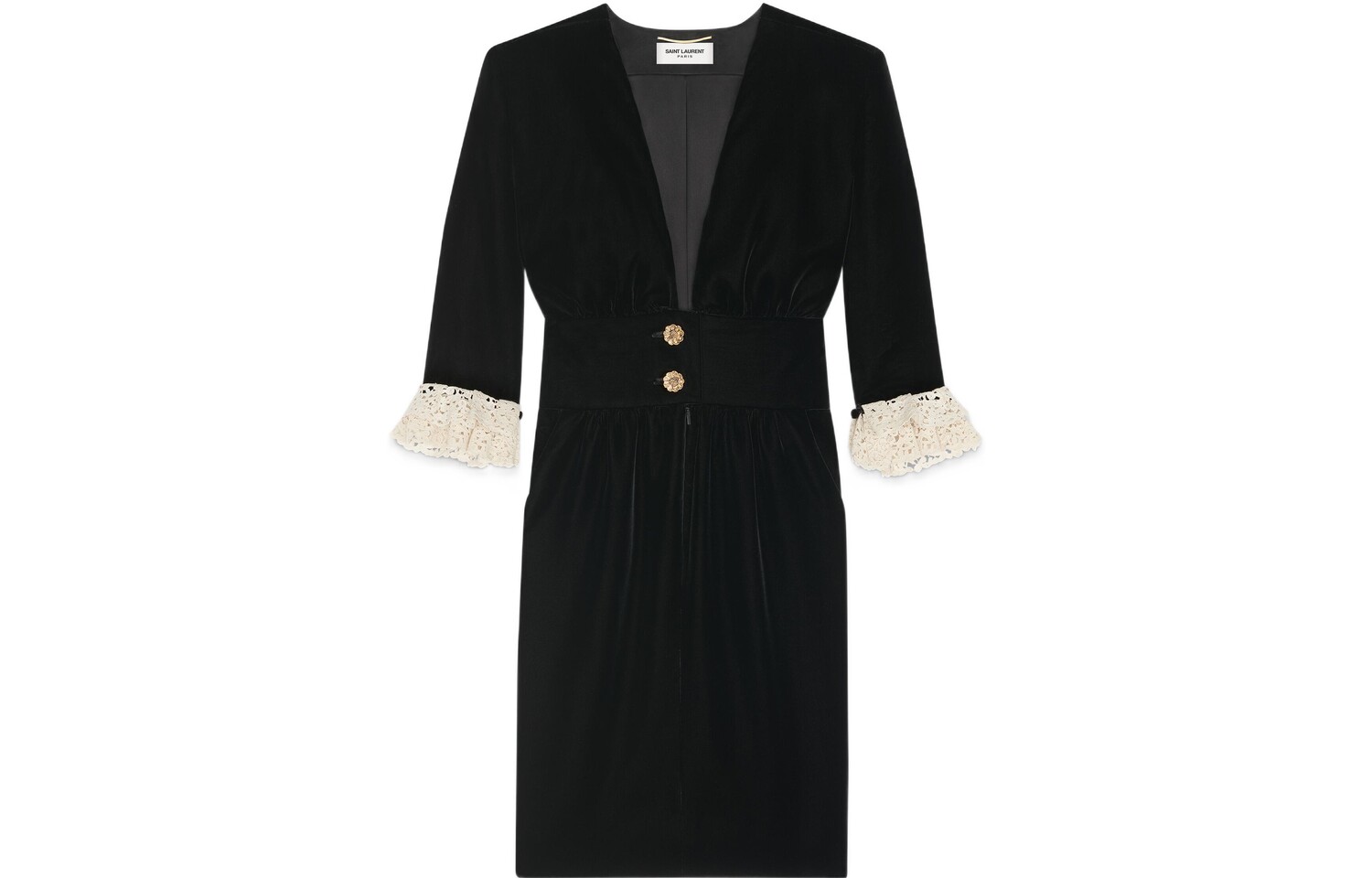 

Платье с короткими рукавами женское черное Saint Laurent