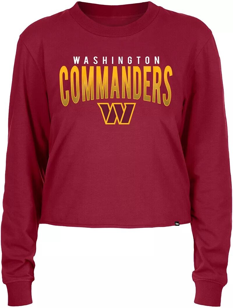 

Женский красный спортивный укороченный топ с длинными рукавами New Era Washington Commanders