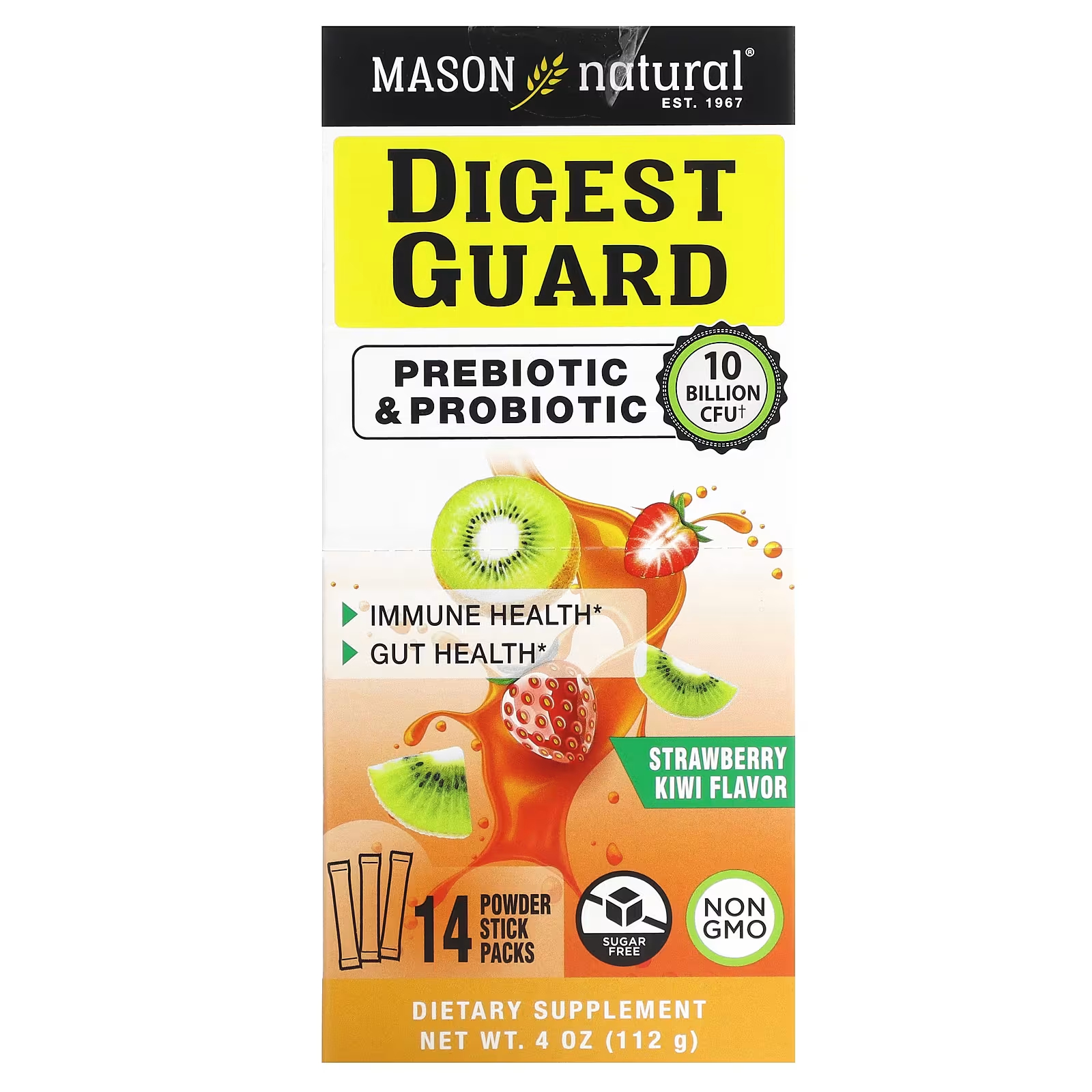 Пищевая добавка Mason Natural Digest Guard Strawberry Kiwi, 14 пакетиков