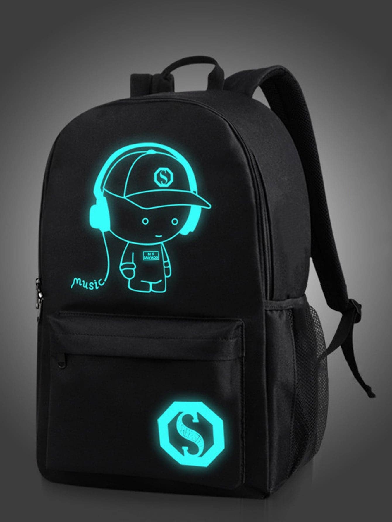 Простой и легкий рюкзак с флуоресцентным светящимся в темноте рисунком, черный простой и легкий рюкзак с флуоресцентным ночником сумка на плечо черный