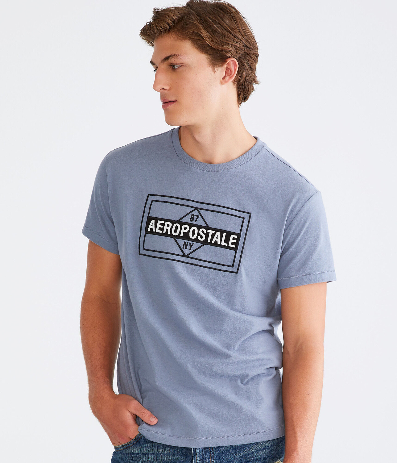 

Футболка 87 с графической аппликацией в виде ромба Aeropostale, синий