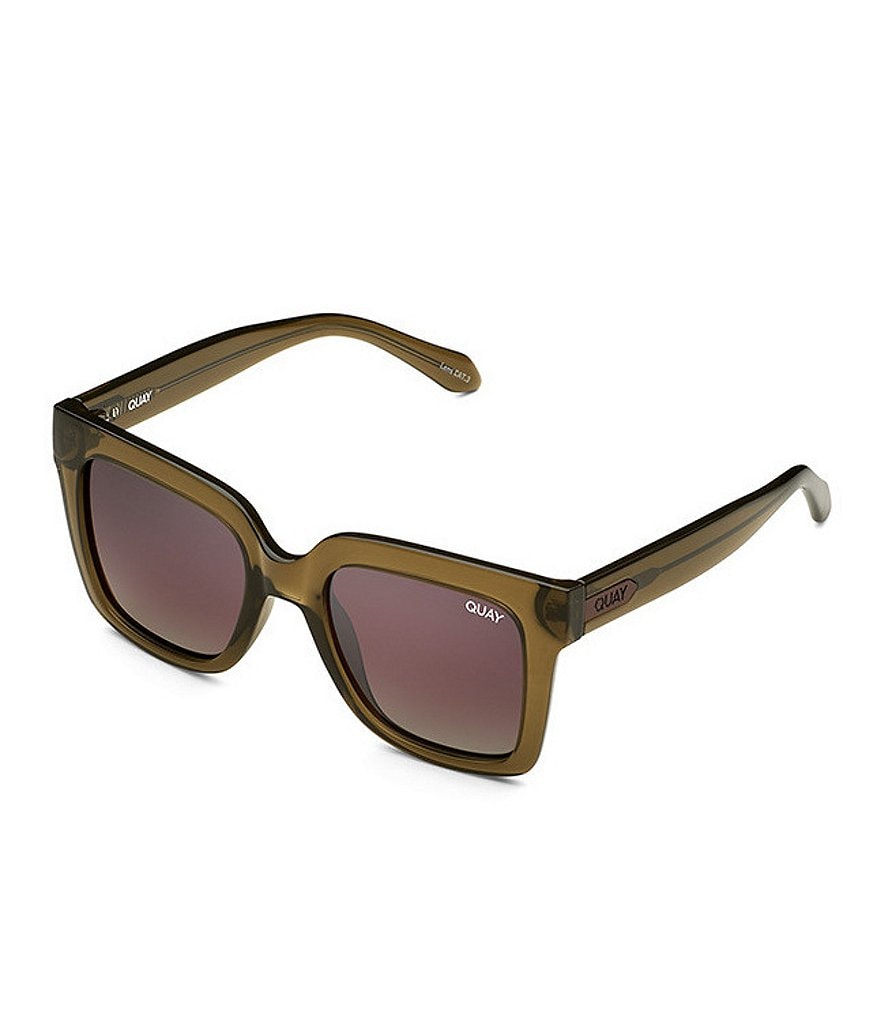 Женские квадратные поляризованные солнцезащитные очки Quay Australia Icy 46 мм, зеленый