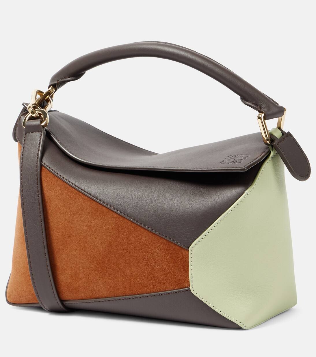 

Сумка-чехол Puzzle Small из кожи и замши Loewe, цвет chocolate/tan