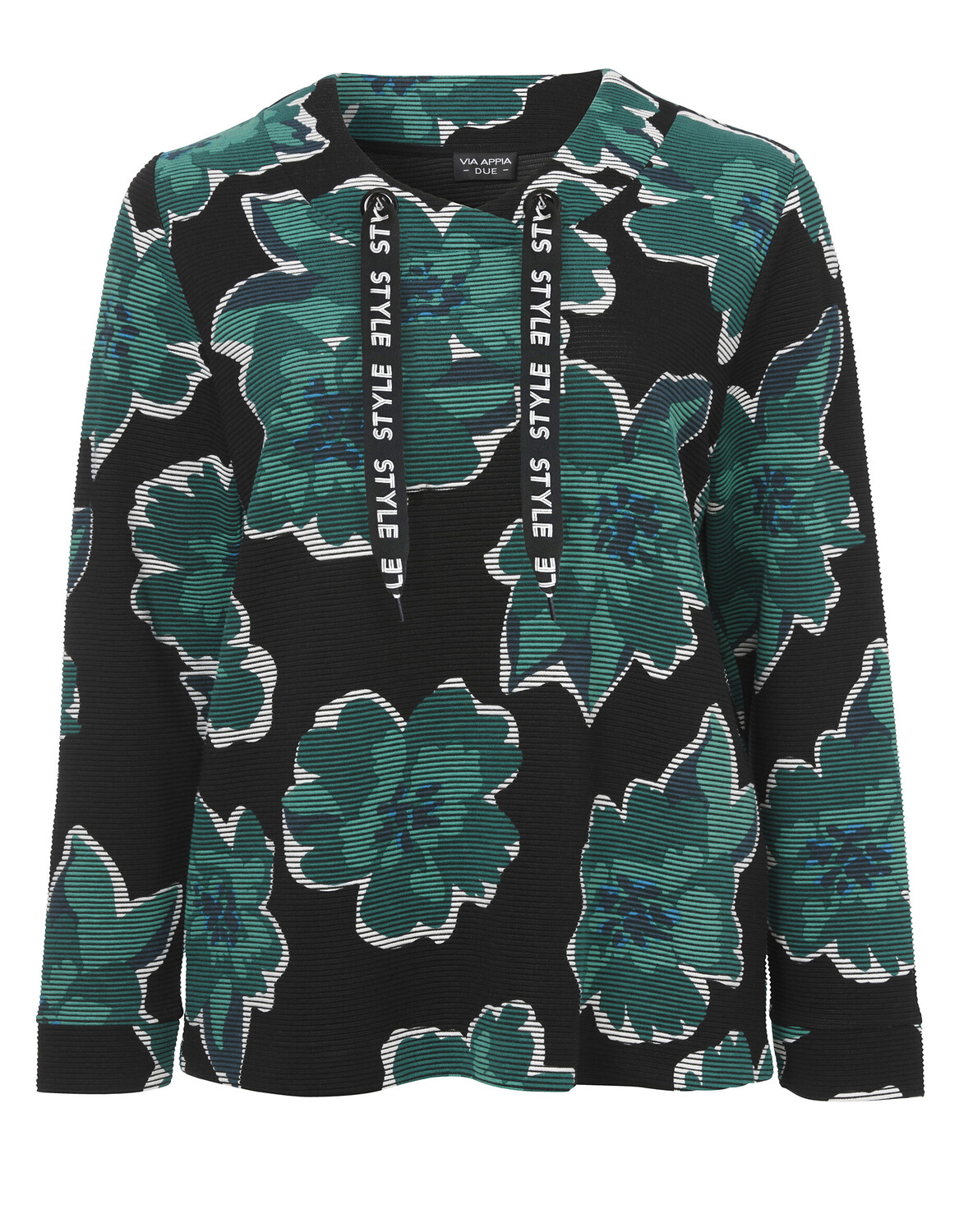 

Толстовка VIA APPIA DUE Pullover Jugendliches mit geblümtem Allover Muster, черный