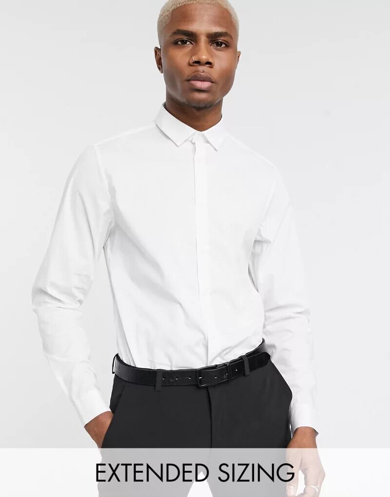 

Элегантная белая рубашка узкого кроя ASOS, Черный