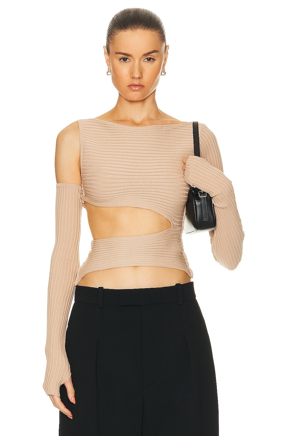 

Топ Andreadamo Ribbed Knit Asymmetric, нюд