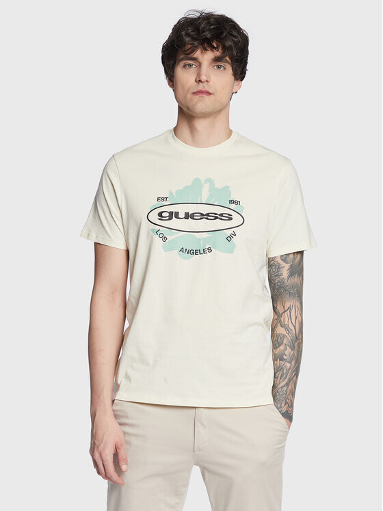 

Футболка узкого кроя Guess, экрю