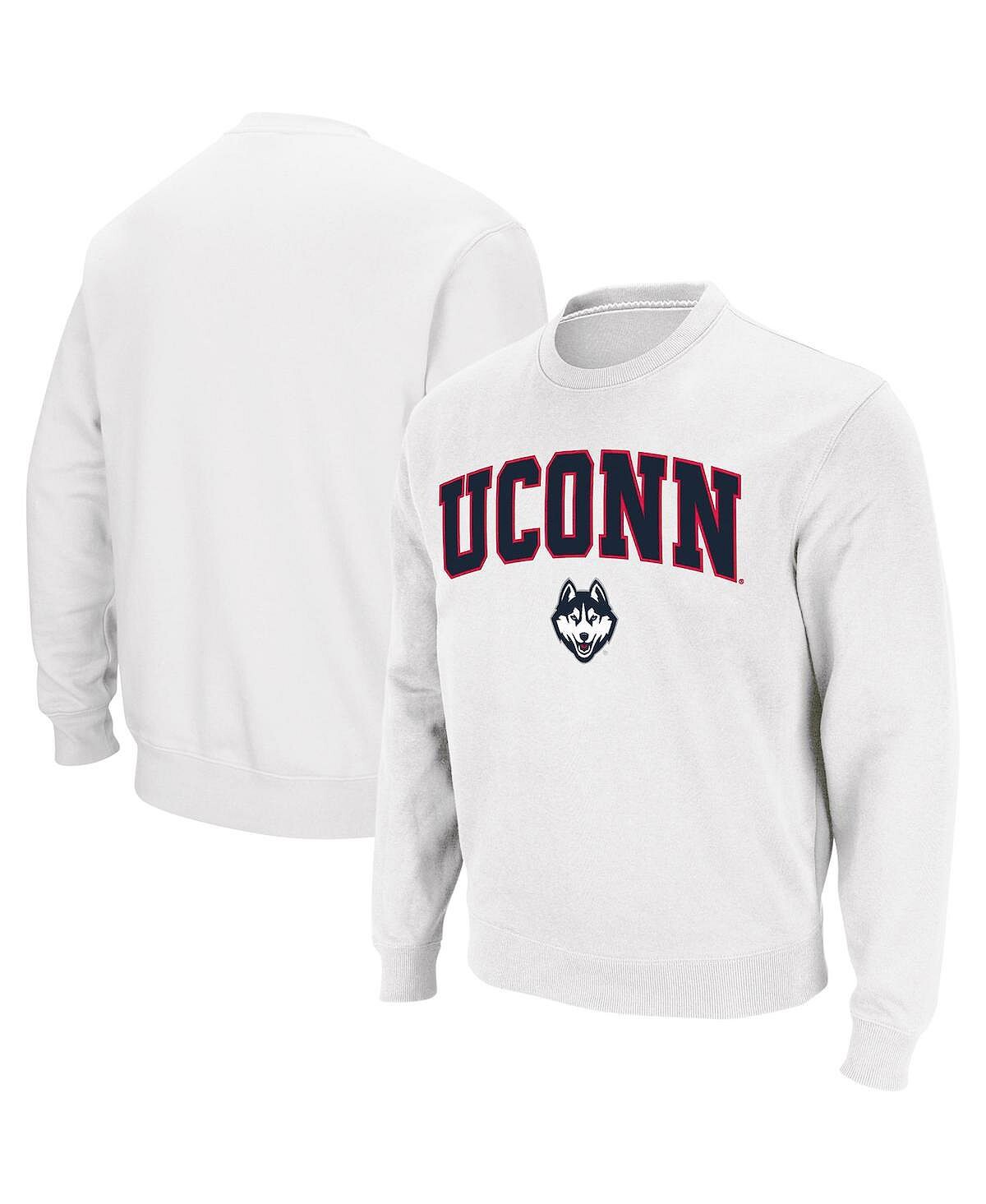 

Мужской белый свитшот с круглым вырезом UConn Huskies Arch & Logo Colosseum