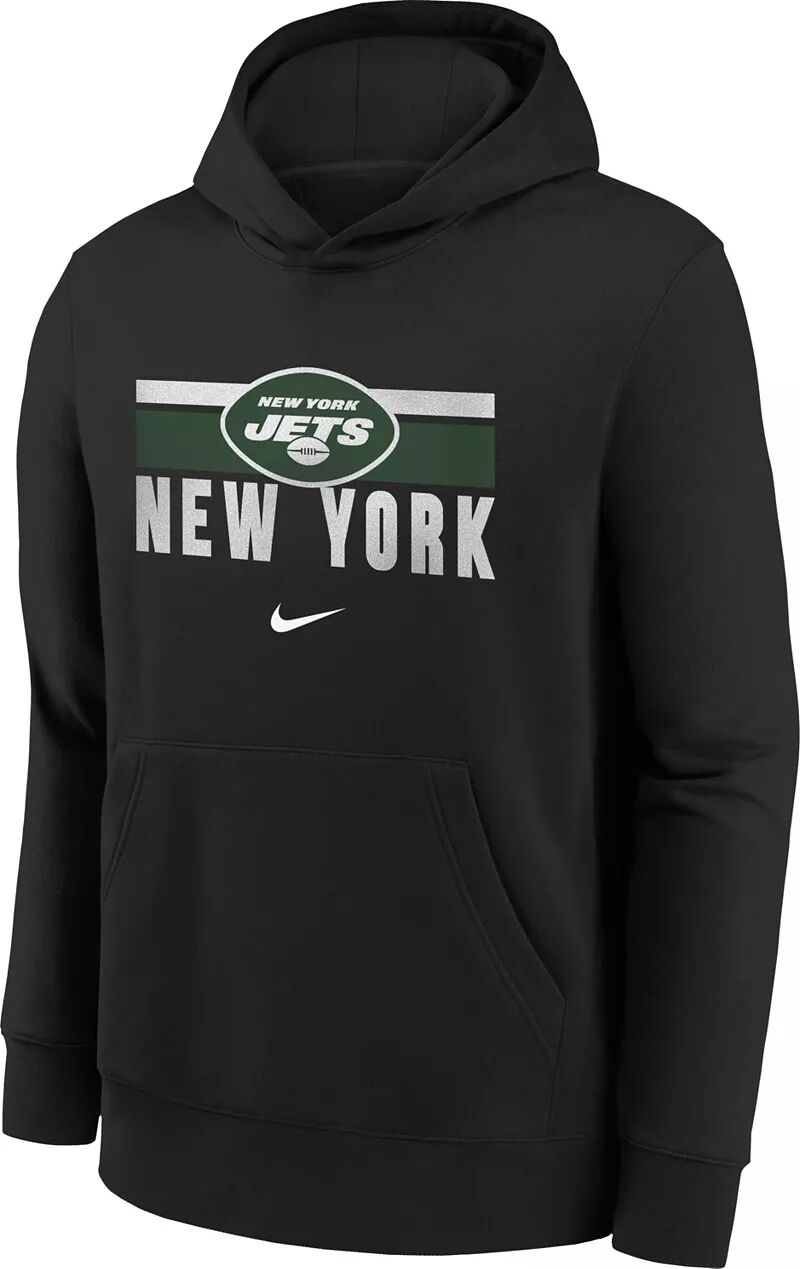 

Черный пуловер с капюшоном Nike Youth New York Jets Team Stripes