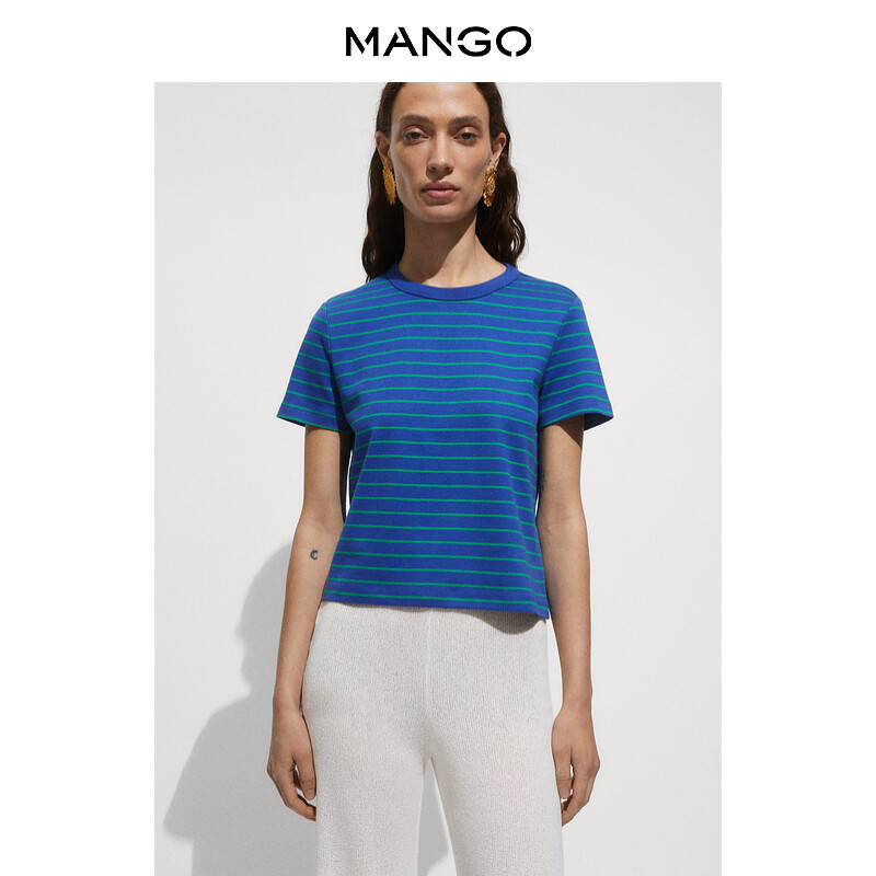 

Женская футболка Mango в горизонтальную полоску, синий