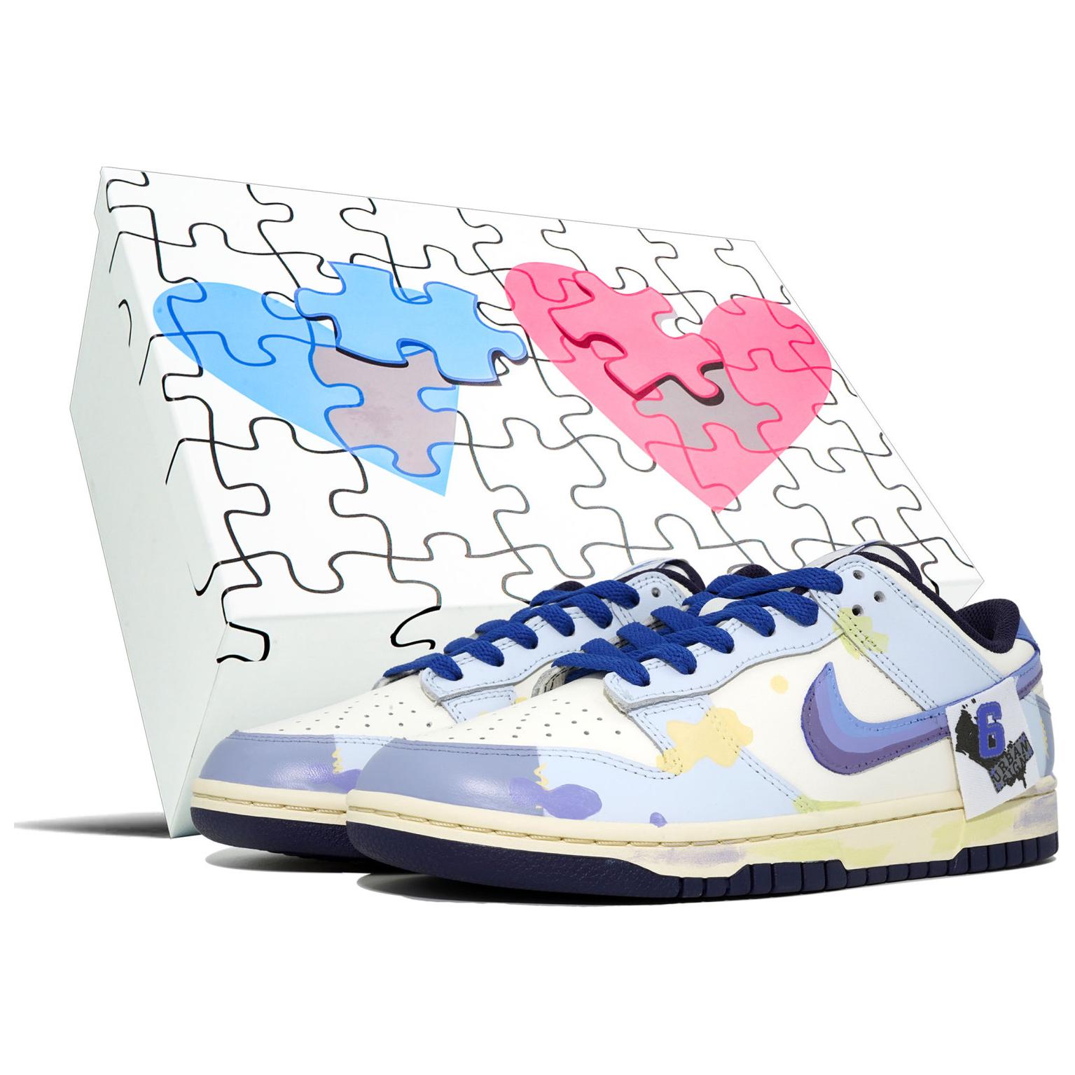 

Кроссовки Nike Dunk Skateboarding Shoes Women's Low-top Blue/Yellow, белый