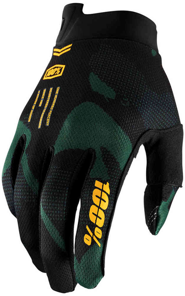 100% велосипедные перчатки iTrack Sentinel 1, черный/зеленый цена и фото
