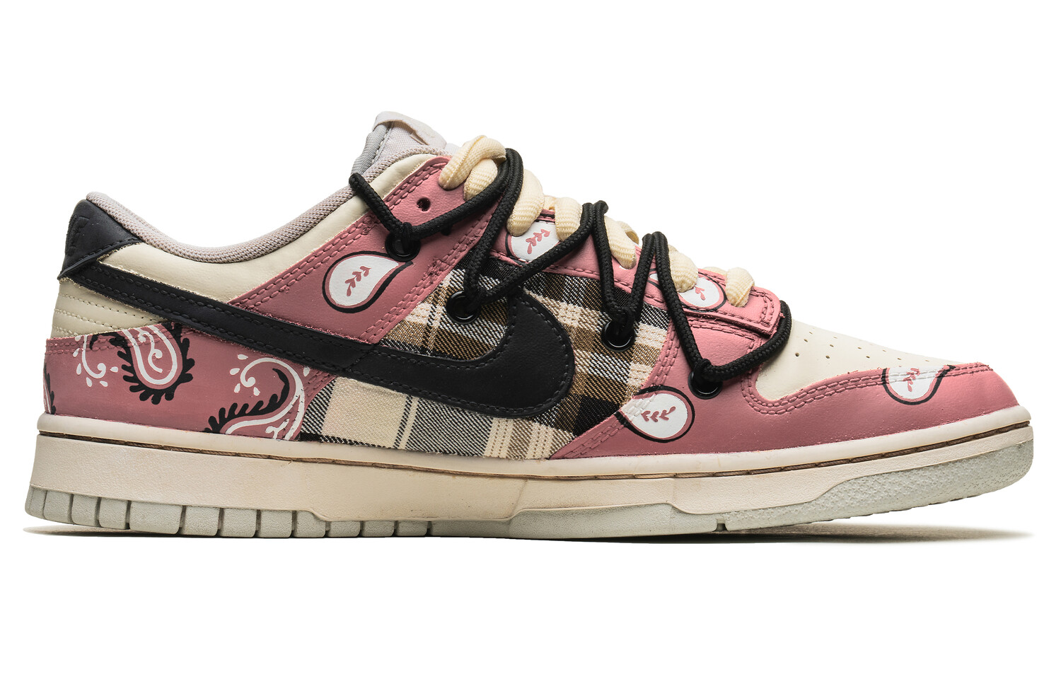 

Кроссовки Nike Dunk Skateboarding Shoes Men Low-top Fierce Pink/Black/Playful Pink/White, коричневый/розовый/черный