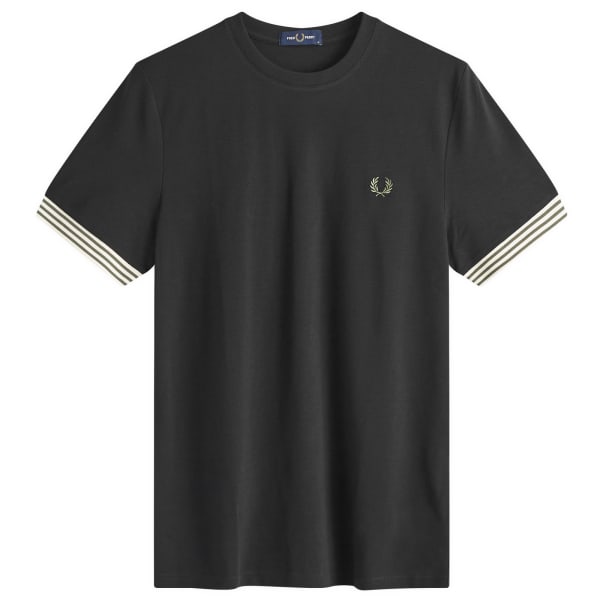 

Футболка с полосатыми манжетами Fred Perry, черный