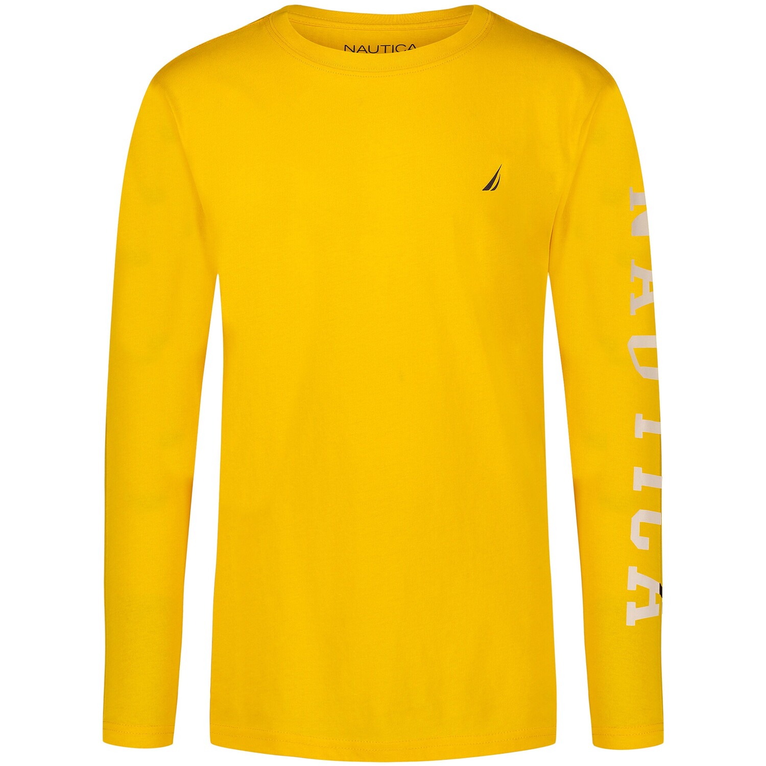 

Футболка Nautica Little Boys с длинными рукавами и разделенным логотипом (2T-7), цвет Lemon Pulp