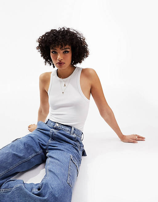 

Белое боди с воротником-борцовкой ASOS DESIGN Tall