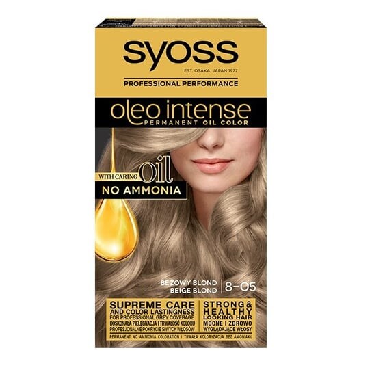

Краска для волос, 8-05 Бежевый блондин Syoss, Oleo Intense