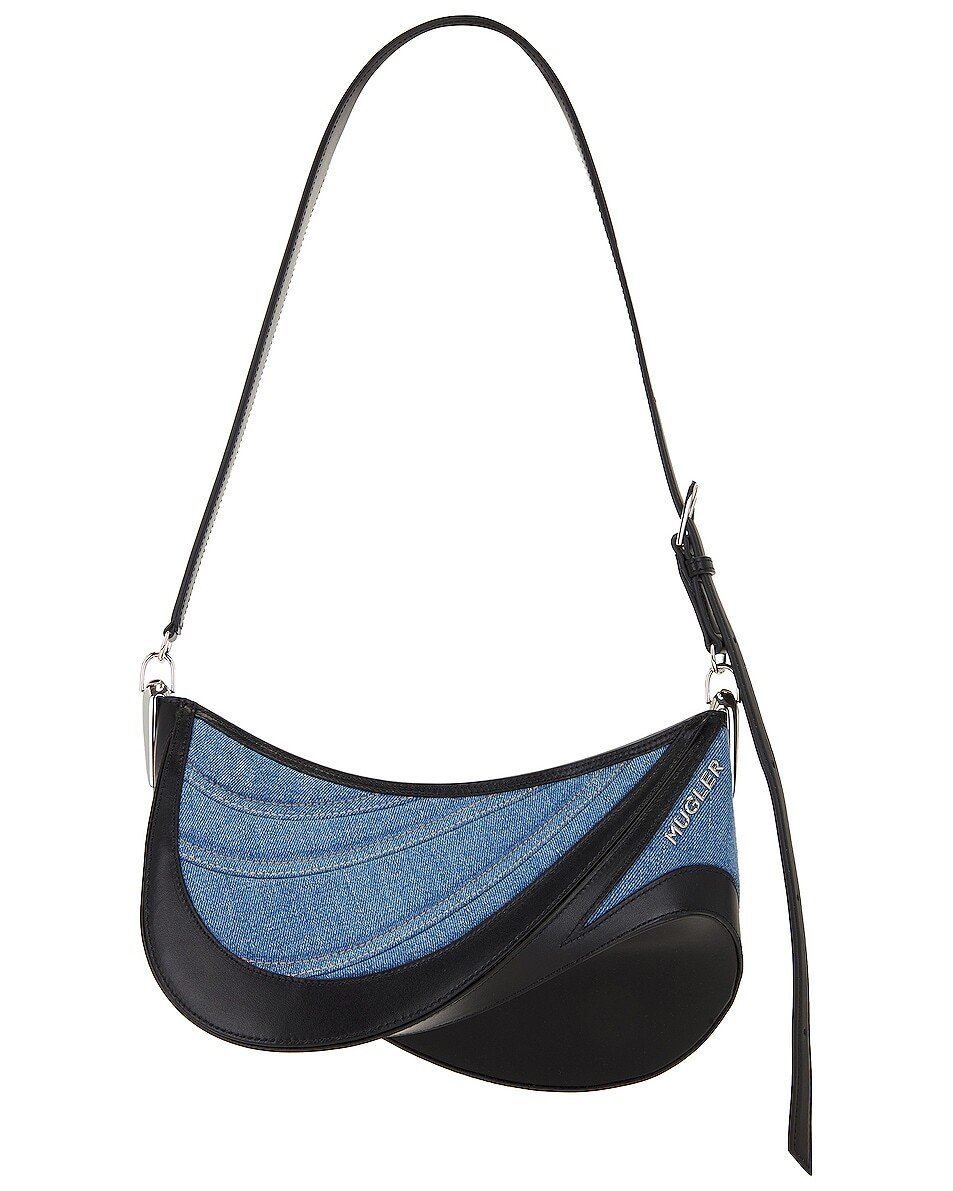 

Сумка через плечо Mugler Spiral Denim, цвет Medium Blue & Black& Black